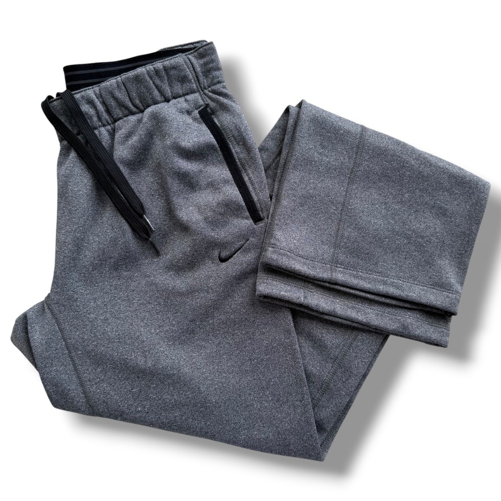 Nike Therma-FIT Small Grey Heather Fleece Straight Leg Training Pants 684987-032